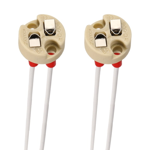 G4 Bi-Pin Ceramic Lamp Socket 2 Pcs- Ceramic Bulb Holder 6" Heat Resistant 250V 100W Light Socket Holder Replacement for G4 GU5.3 LED Halogen CFL Dimmable Light Bulbs, Beige
