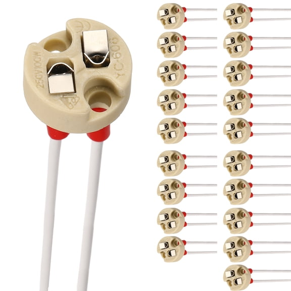 G4 Bi-Pin Ceramic Lamp Socket 20 Pcs- Ceramic Bulb Holder 6" Heat Resistant 250V 100W Light Socket Holder Replacement for G4 GU5.3 LED Halogen CFL Dimmable Light Bulbs, Beige