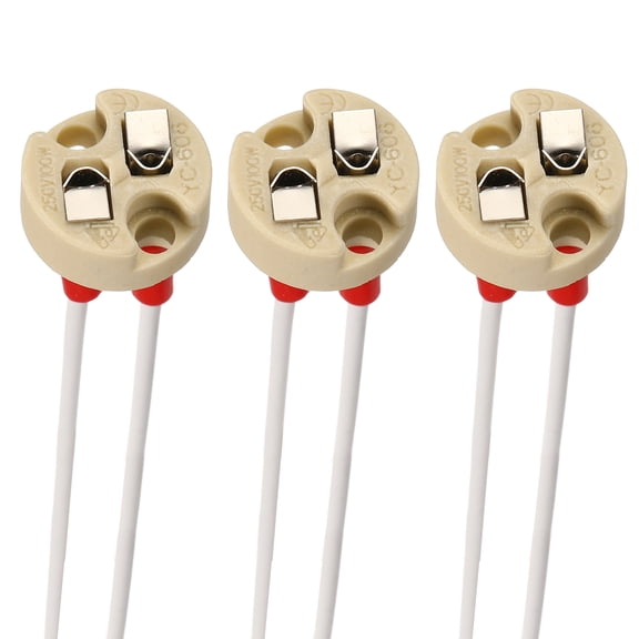 G4 Bi-Pin Ceramic Lamp Socket 3 Pcs- Ceramic Bulb Holder 4" Heat Resistant 250V 100W Light Socket Holder Replacement for G4 GU5.3 LED Halogen CFL Dimmable Light Bulbs, Beige