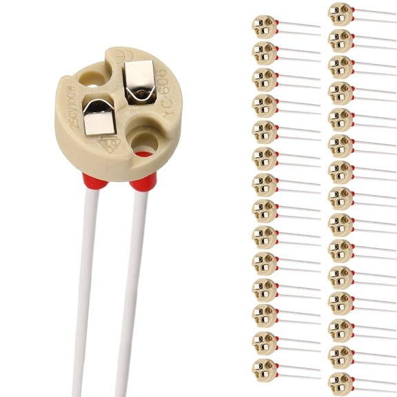 G4 Bi-Pin Ceramic Lamp Socket 30 Pcs- Ceramic Bulb Holder 4" Heat Resistant 250V 100W Light Socket Holder Replacement for G4 GU5.3 LED Halogen CFL Dimmable Light Bulbs, Beige