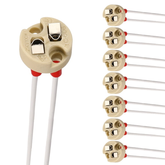 G4 Bi-Pin Ceramic Lamp Socket 8 Pcs- Ceramic Bulb Holder 4" Heat Resistant 250V 100W Light Socket Holder Replacement for G4 GU5.3 LED Halogen CFL Dimmable Light Bulbs, Beige