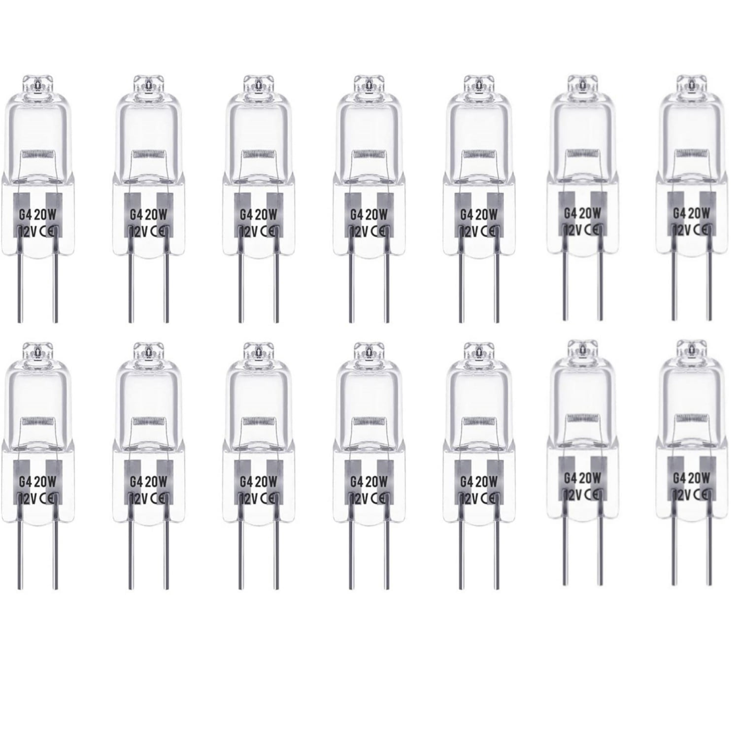 G4 Bulb, 14 Pack Halogen Light Bulbs 12V G4 20W Dimmable, 2 Pin G4 Halogen Bulb Replacement for Under Cabinet Puck Light, Chandeliers, 3000Hrs Long Lifetime, CRI100 & 2800K Warm White G4 Lamps