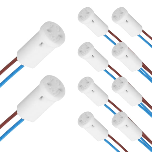 G4 Bulb Socket, 6Inch 10Pcs - 30V Ceramic LED Halogen Lamp Light Bulb, White Base Connector for Halogen Bulbs, Multi-Type Replacement Socket for MR16/GU5.3 /MR11