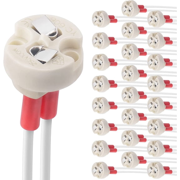 G4. GU5.3 Bi-Pin Ceramic Base Socket. MR16. MR11 Halogen Incandescent LED Bulb Holder Wire Connector (24pcs)