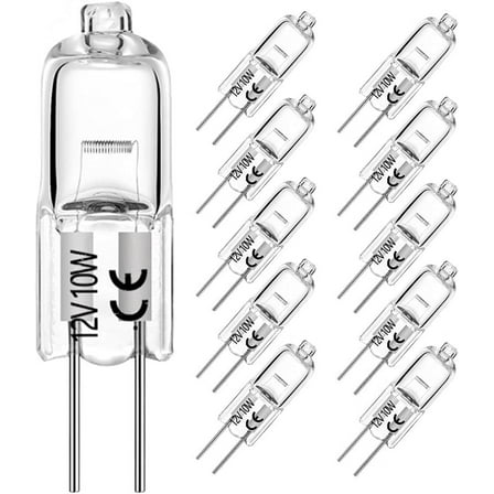 G4 Halogen Bulbs 10W 12V T3 JC Type 2 Pin Base Replacement for Landscape Under Cabinet Puck Light Track Lighting Dimmable(10 Pack)