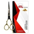 thumbnail image 1 of G4 J2 Japanese Steel Barber Hair Cutting Scissors Shears Tempered Stainless Razor Sharp Mustache Haircut Hairdresser (5.5 inch, Black Gold), 1 of 2