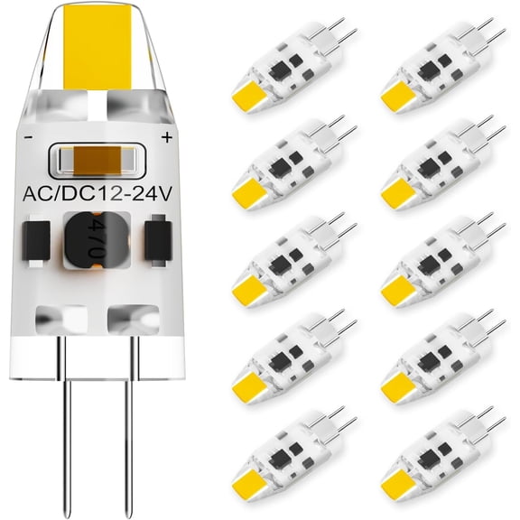 G4 LED Bulb 1W Equivalent to 10W T3 JC Type Bi-Pin G4 Base Halogen Bulb, AC/DC 12V Natural White 4000K G4 Bulbs for Under Cabinet Light, Ceiling Lights, RV, Boats, Landscape Lighting (10 Pack)