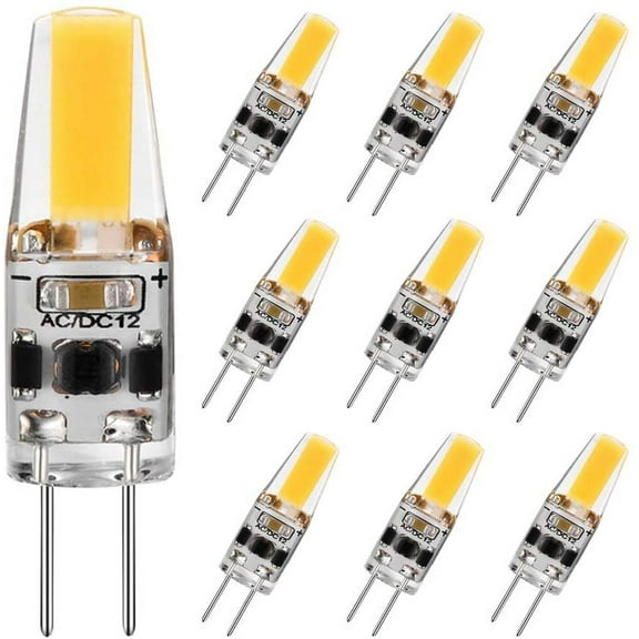 G4 LED Bulb 2W Equivalent to 20W T3 JC Type Bi-Pin G4 Base Halogen Bulb, AC/DC 12V Daylight White 6000K G4 Bulb for Under Cabinet Light, Ceiling Light, RV, Boats, Outdoor Landscape Lighting (10 Pack)