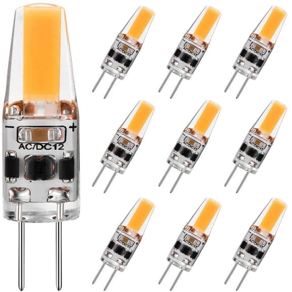 G4 LED Bulb 2W Equivalent to 20W T3 JC Type Bi-Pin G4 Base Halogen Bulb, AC/DC 12V Warm White 3000K G4 Bulb for Under Cabinet Light, Ceiling Lights, RV, Boats, Outdoor Landscape Lighting (10 Pack)