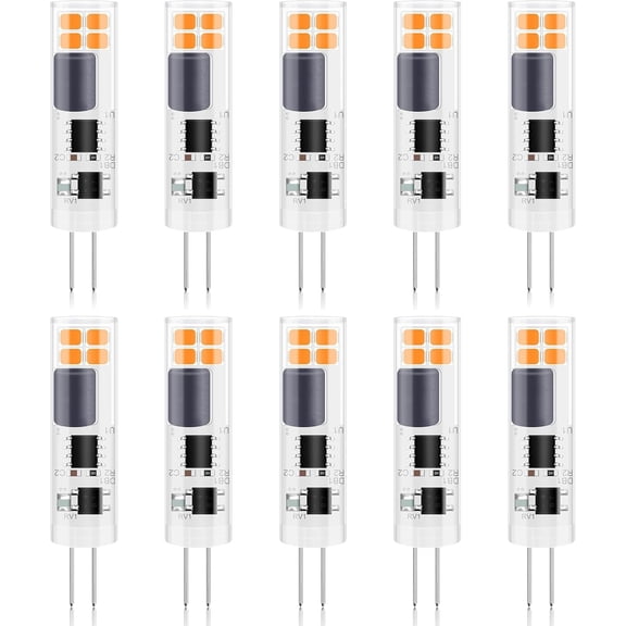 G4 LED Bulb Dimmable, 120V, G4 Bi-Pin Base Light Bulbs 1.5W, Warm White 2700K, 15W T3 JC Type Halon Replacement for Landscape Lighting, Under Cabinet, RV, Chandelier, 160 lm, 10-Pack