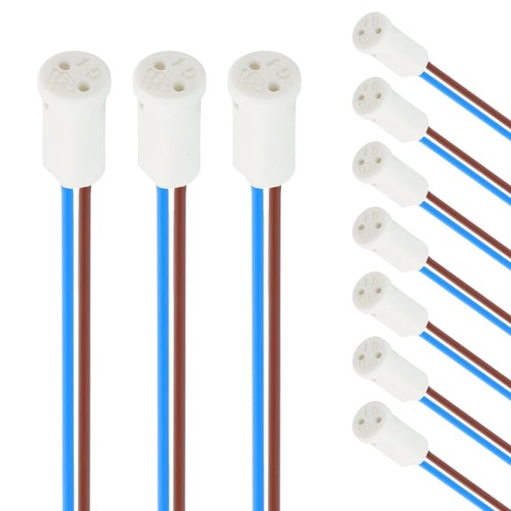G4 LED Bulb Socket 3.9" 10 Packs, G4 Lamp Holder Waterproof Ceramic Base with Heat-Resistant Teflon-Wire, Miniature Lamp Base for LED & CFL & Halogen Bulbs