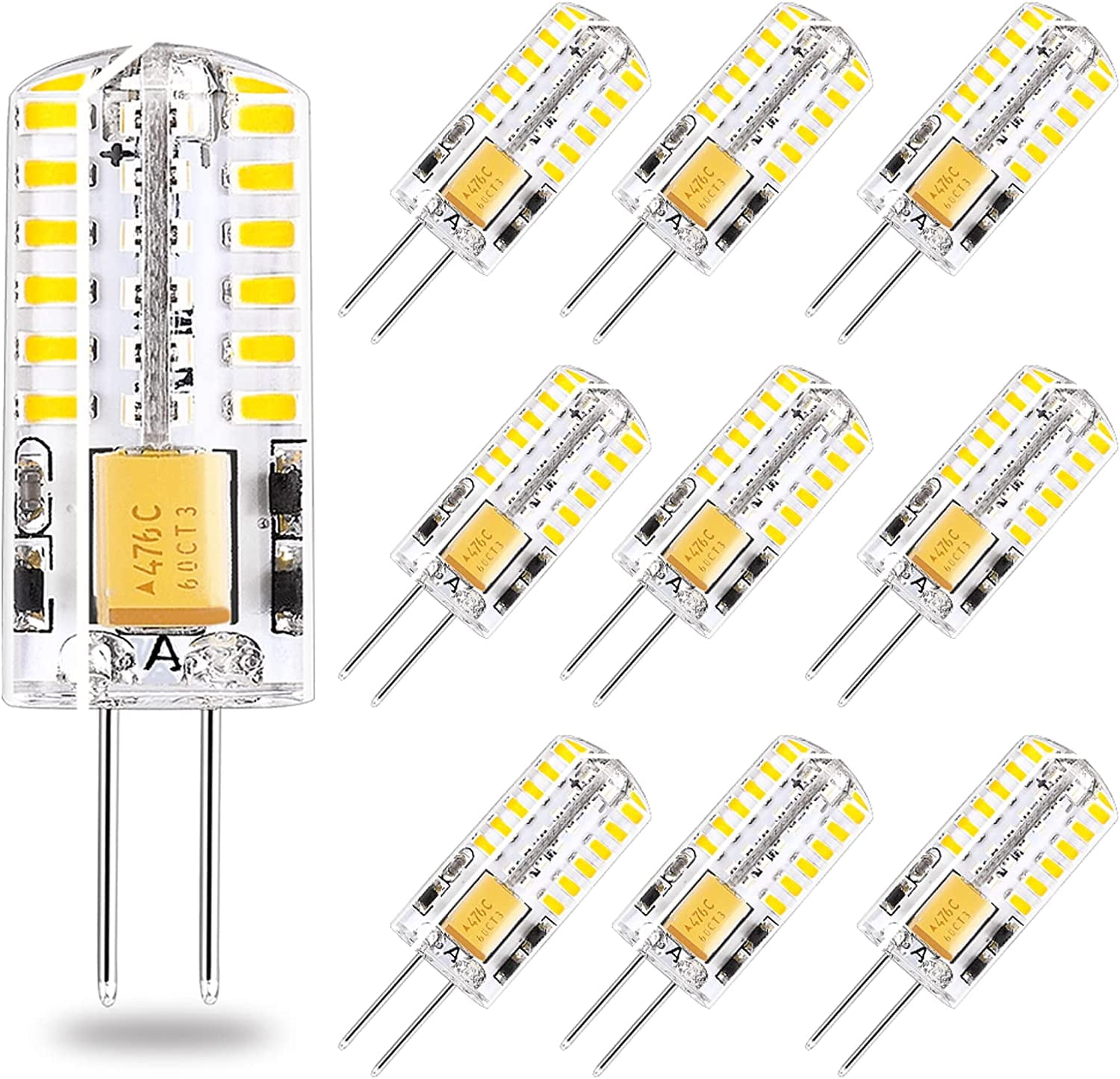 G4 LED Bulbs 12V Led Light AC/DC Bi-Pin Base Landscape Light Bulbs 3 Watt 12v Light Bulb - G4 Bulb LED Lighting Equiavlent to 30W Low Voltage Warm White 2700K 10-Pack