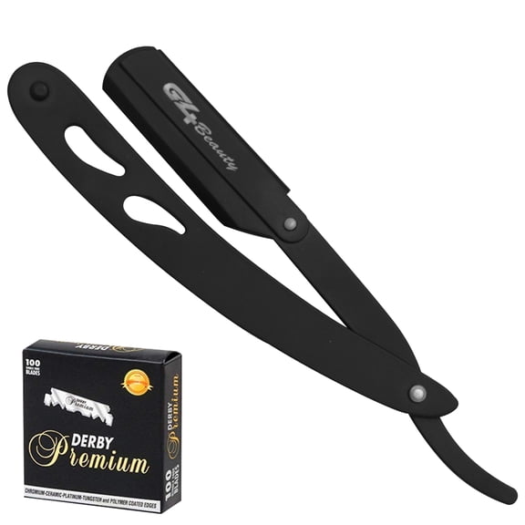G4 Stainless Steel Straight Edge Barber Shaving Razor Blade for Close Shaving Men Folding Replaceable Blades (24k Gold)…