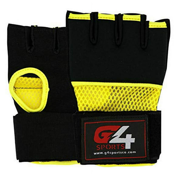 G4 Vision MMA Hand Wraps Quick Wrap Inner Gloves Gel Kick Boxing Muay EVA Knuckle Fight Training Gym (Small, Yellow Black)…