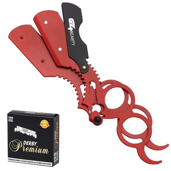 G4 Vision Universal Replaceable Half Blade Straight Razor with 100 Blades, Professional Double Ring Barber Single Edge Shave Razor …