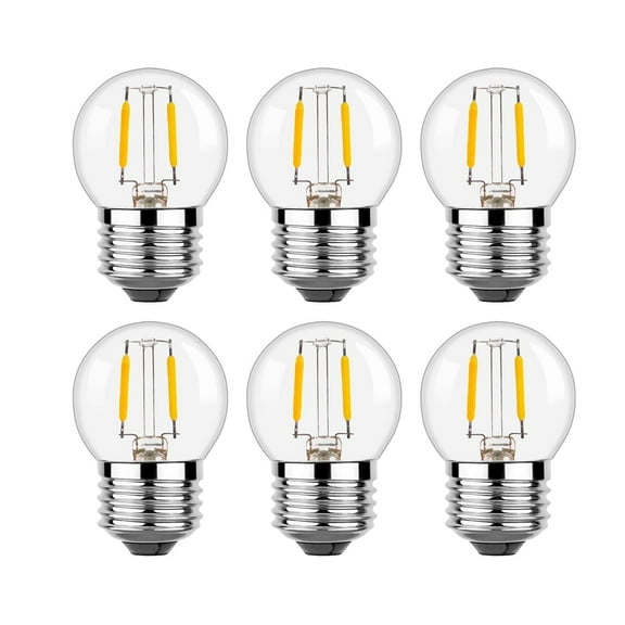 G40 E26 1W Low Wattage LED Vintage Bulbs Small Globe Nightlight 10 Watt Edison Style Bulb, 2700K Warm White, Non Dimmable 6-pack