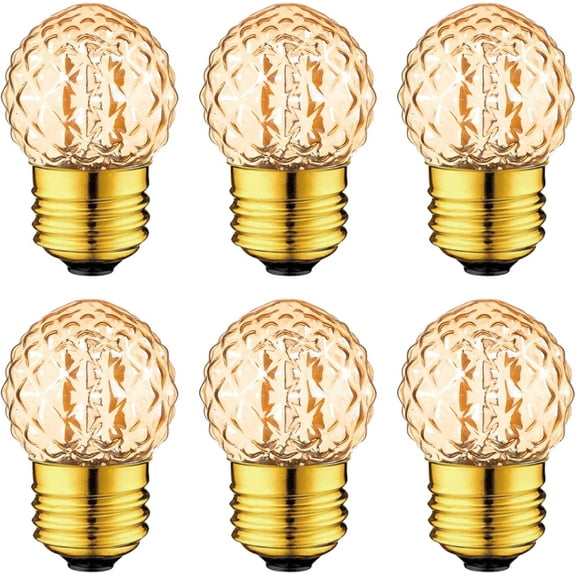G40 Globe Bulb Ultra Warm White 2200K Amber Glass, G40 1W Low Wattage Equivalent 10 Watt Edison LED Light Bulbs, Non-Dimmable E26 Base Pineapple Shaped for Home Lighting Decorative CRI 80+, 6 pack