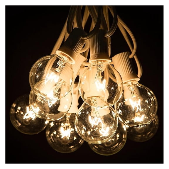 G40 Globe String Lights 50ft - Patio Lights Outdoor Indoor - Clear Bulbs White Wire - Connectable Party Lights for Backyard, Garden, Deck, Wedding