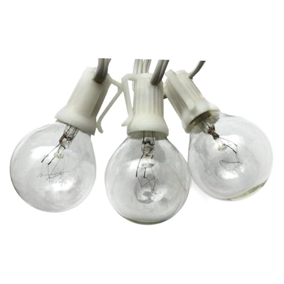 G40 Globe String Lights 50ft White - Wedding Lights Outdoor/Indoor - 50 LED Bulbs - 6ft Lead & Tail - White Wire - Party Lights Gazebo