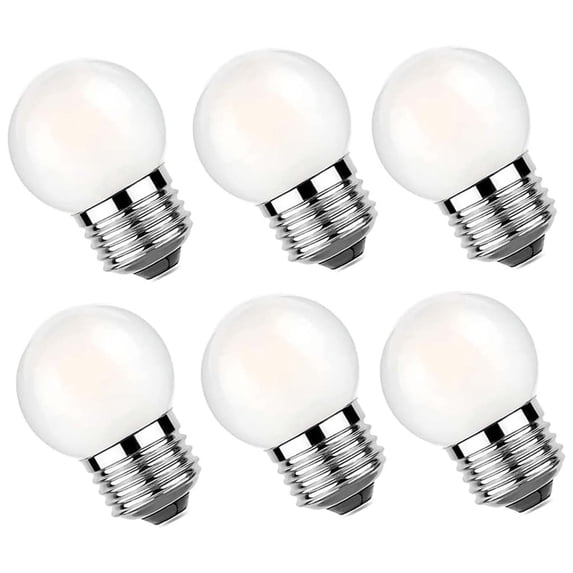 G40 LED Light Bulb, E26 Base, 1.5W, 2700K Soft White, Frosted Glass, 6 Pack