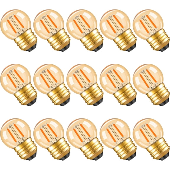 G40 LED Low Wattage Light Bulbs E26 Base Amber Glow Warm White 2200K Retro String Light Bulbs 15 Pack