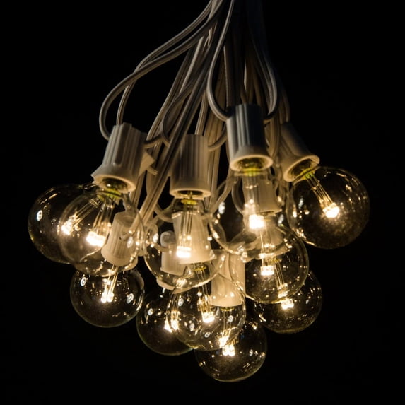 G40 LED Warm White String Lights with White Wire