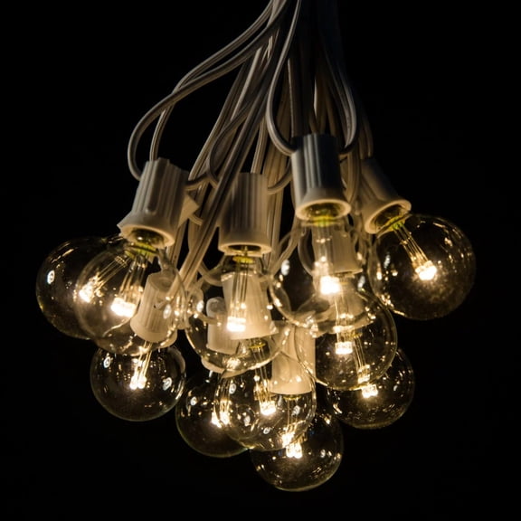 G40 LED Warm White String Lights with White Wire