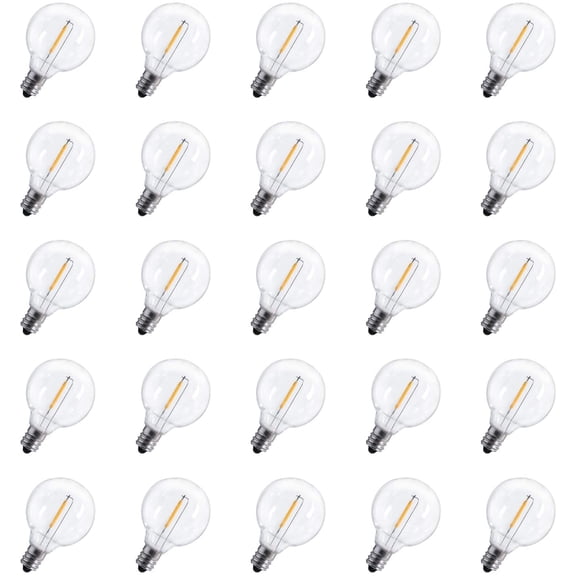 G40 Led Replacement Light Bulbs 1W Shatterproof Globe Bulb fits E12 or C7 Candelabra Screw Base Sockets, 1.5 Inch Dimmable Light Bulbs for Indoor Outdoor Patio Decor (50Pack)