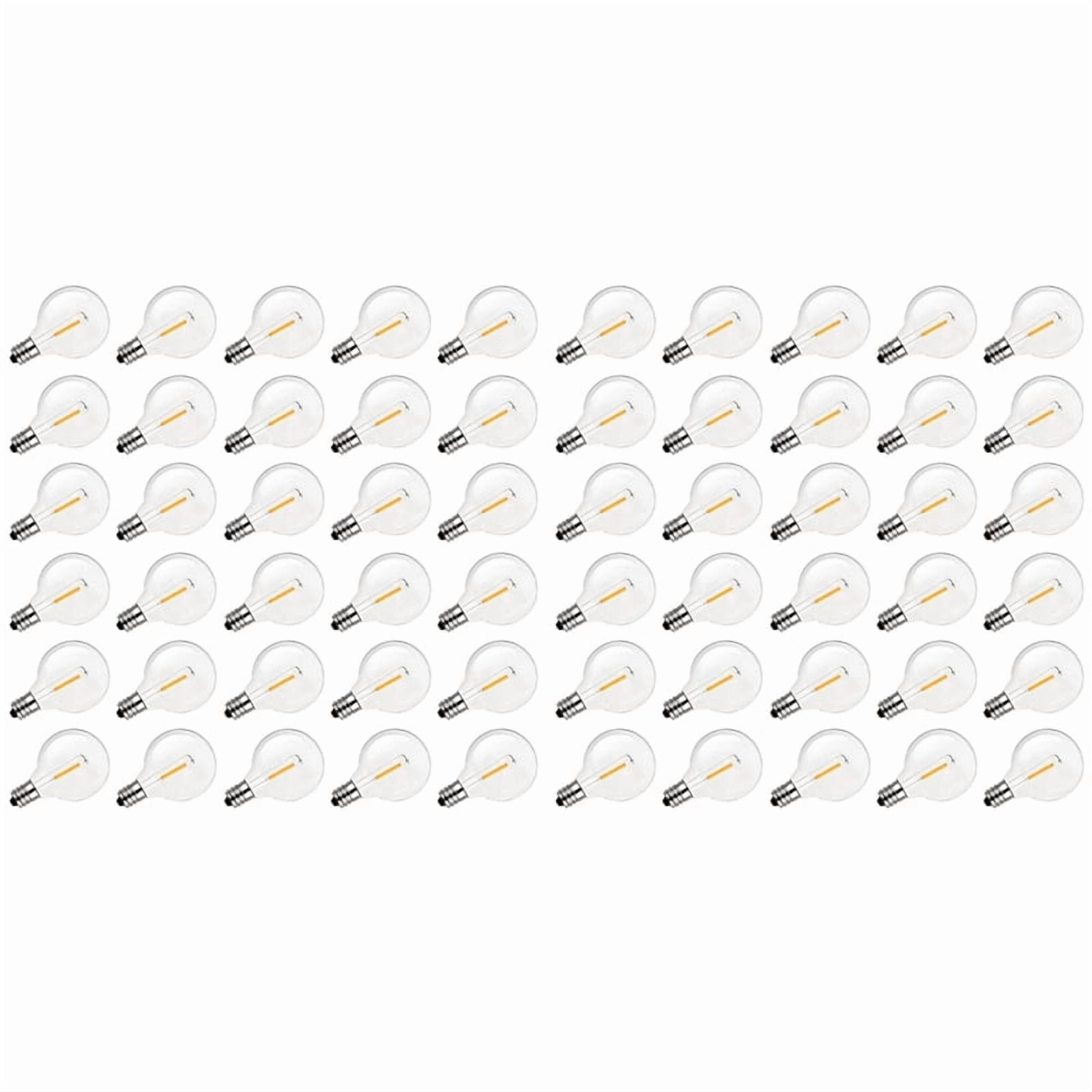 G40 Led Replacement Light Bulbs, E12  Base Shatterproof Globe Bulbs for Outdoor String Lights, Warm White, 60Pack