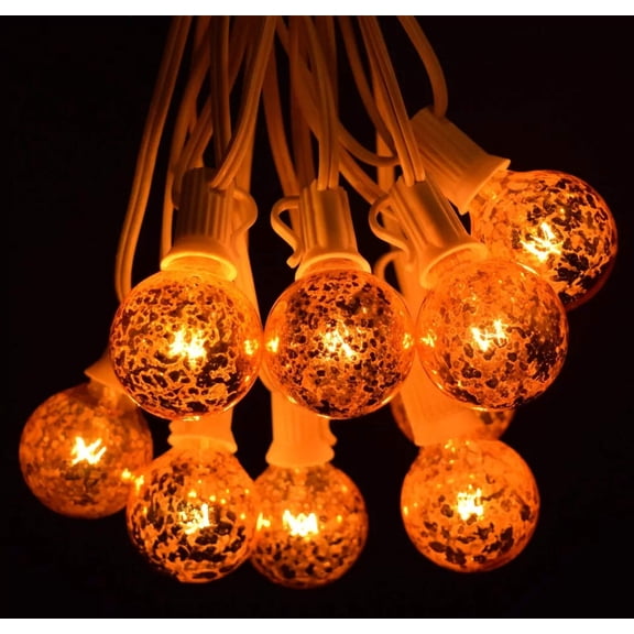 G40 Mercury Gold String Light Sets with White Wire