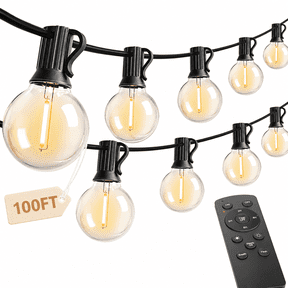 G40 Outdoor String Lights 100FT with Remote Control, Dimmable Outdoor Patio Lights, Waterproof Connectable Globe String Lights with Timer for Backyard Decor