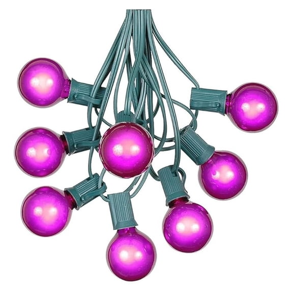 G40 Patio String Lights - 25ft Outdoor Globe Lights - Vintage Backyard Decor - Hanging Cafe Lights - Green Wire - 25 Bulbs Included