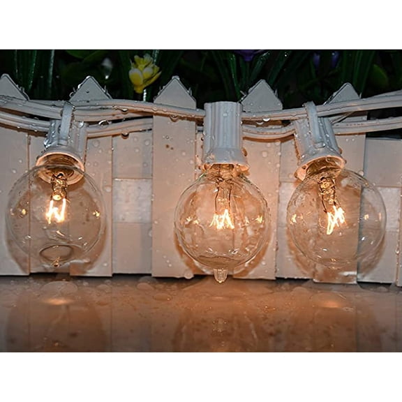 G40 Replacement Light Bulbs, 120V 5W Clear Globe Bulb, E12 C7 Candelabra Base, 1.5 Inch Glass Incandescent Bulbs for Indoor Outdoor Patio String Lights, Warm White -25 Pack