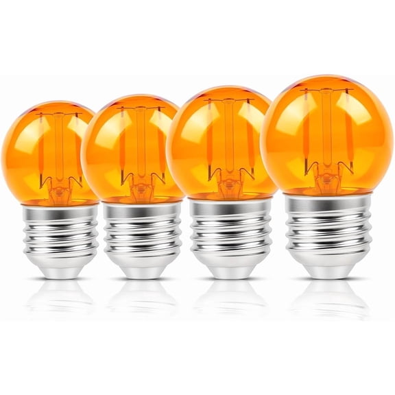 G40 Small dim Amber LED Edison 2000K 2 watt-15 watt Equivalent, E26 Base Low watt Soft Warm Light Bulbs for Healthy Sleep and Baby Nursery Light 4 Pack