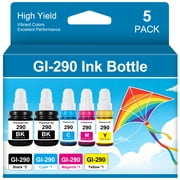 5-Pack Compatible GI-290 Ink Refill Bottles 2 Black, 3 Color, Replacement for Canon PIXMA G4210, G3200, G4200, G2200, G1200