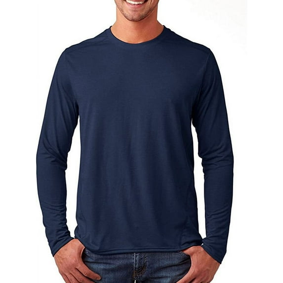 G474 Gildan Performance Long-Sleeve Tech T-Shirt Marbled Navy 2XL