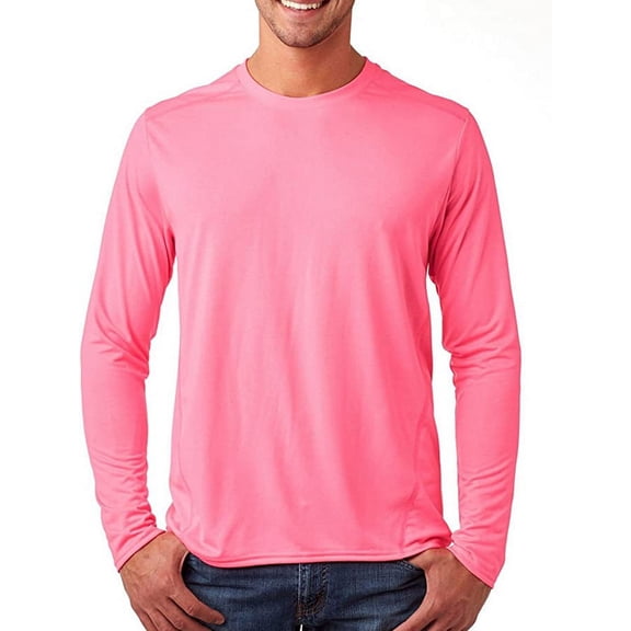 G474 Gildan Performance Long-Sleeve Tech T-Shirt Safety Pink 3XL
