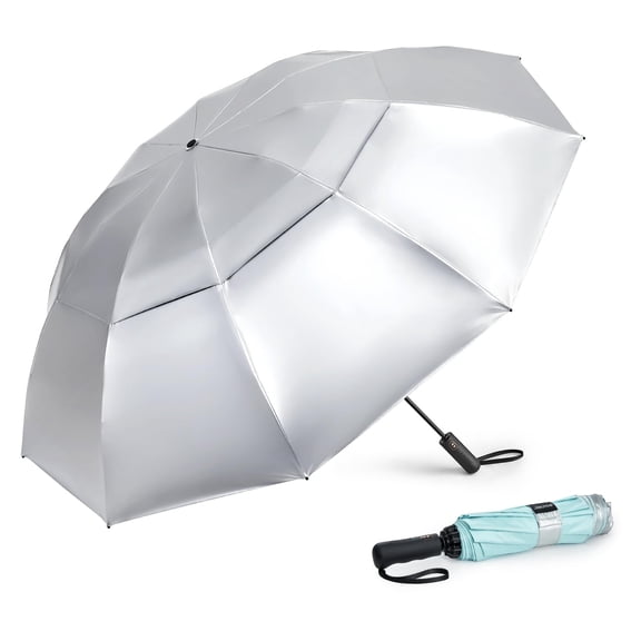 G4Free 42/46/54/62 Inch Large Golf Umbrella Compact Reverse Travel Umbrella 10 Ribs Windproof for Rain Double Canopy Automatic Open Close