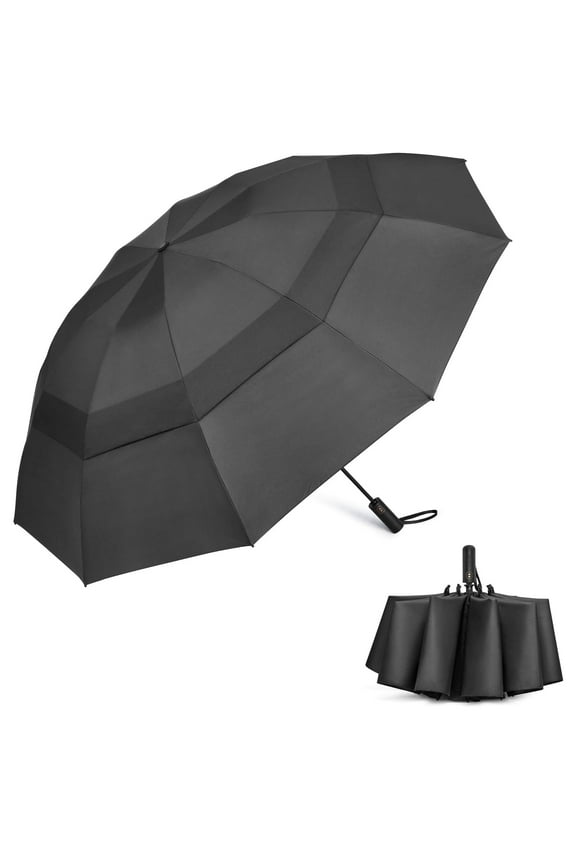 42/46/54/62 Inch Large Golf Umbrella Compact Reverse Travel Umbrella 10 Ribs Windproof for Rain Double Canopy Automatic Open Close