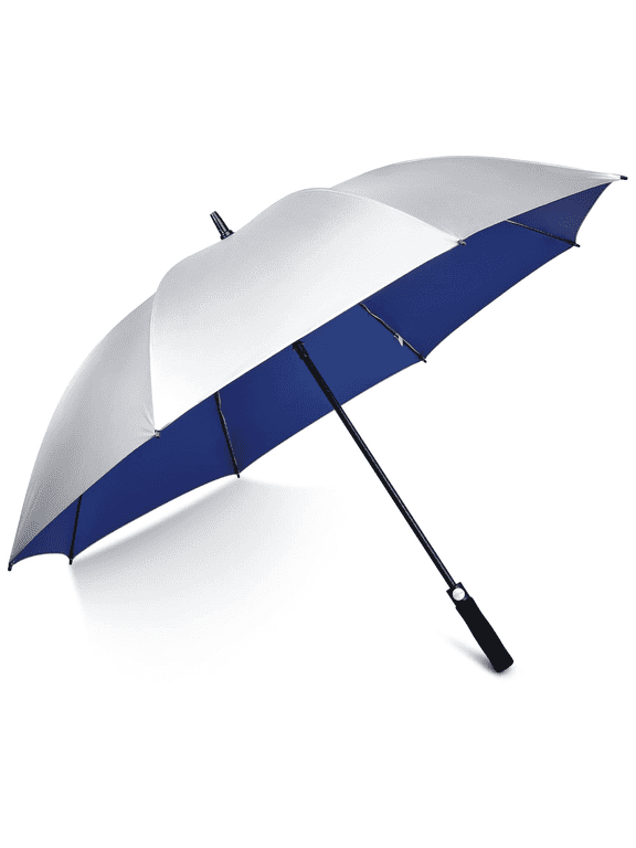 54/62 Inch Windproof UV Protection Golf Umbrella Extra Large Silver Coated Automatic Open Stick Long Umbrella