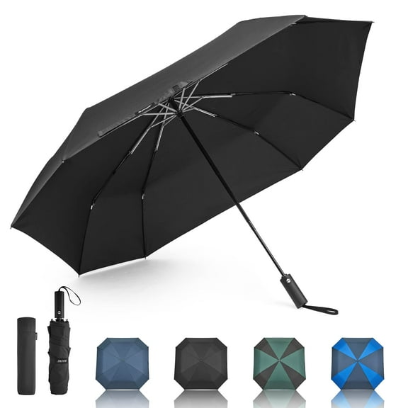 G4Free 54 Inch Large Golf Umbrella, Automatic Square 3 Folding Windproof Compact Travel Rain Umbrella