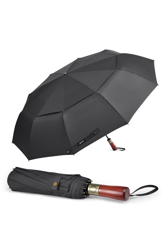 54" Large Compact Windproof Golf Umbrella | Auto Open/Close Folding Travel | Reinforced 10-Frame Vented Double Canopy for Men & Women