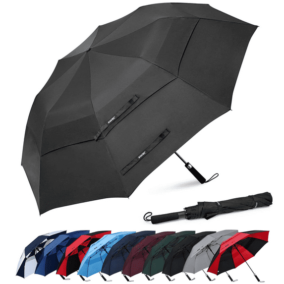 G4Free 62 Inch Portable Golf Umbrella Large Oversize Double Canopy Vented Windproof Waterproof Automatic Open Stick Umbrellas for Men Women