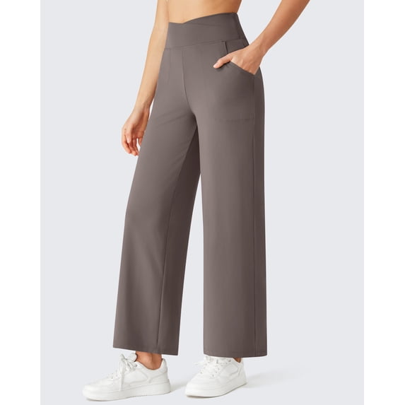 G4Free BareFeel 25"/27"/29" Inseam High Stretch Wide Leg Yoga Pants Ankle Length Casual Lounge Pants with Pockets