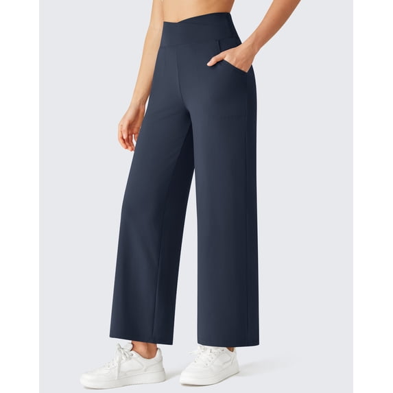 G4Free BareFeel 25"/27"/29" Inseam High Stretch Wide Leg Yoga Pants Ankle Length Casual Lounge Pants with Pockets