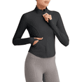 thumbnail image 1 of G4Free BareFeel Cropped Jackets for Women Slim Fit Full Zip Up Workout Athletic Track Jackets with Thumb Holes for Yoga, 1 of 8