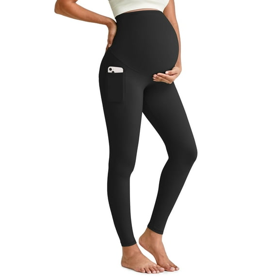 G4Free BareFeel Maternity Leggings with Pockets Over The Belly Stretchy Workout Yoga Pregnancy Pants