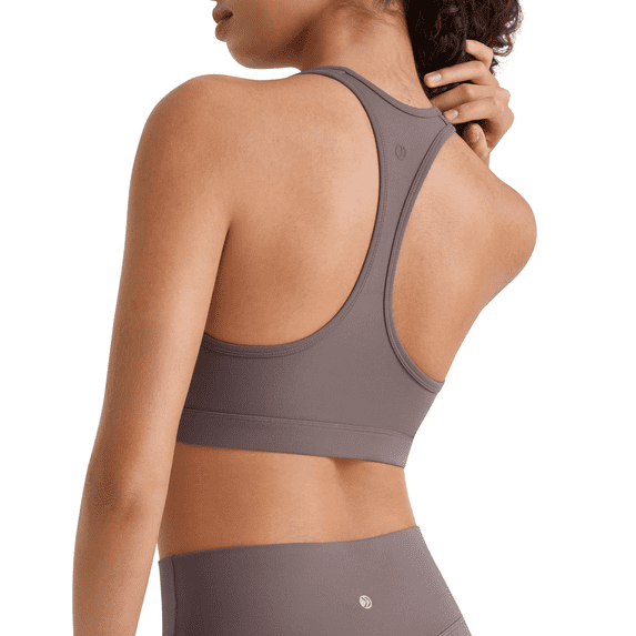 G4Free BareFeel Non Padded Racerback Sports Bra for Women - Scoop Neck Workout Tank Top Casual Yoga Gym