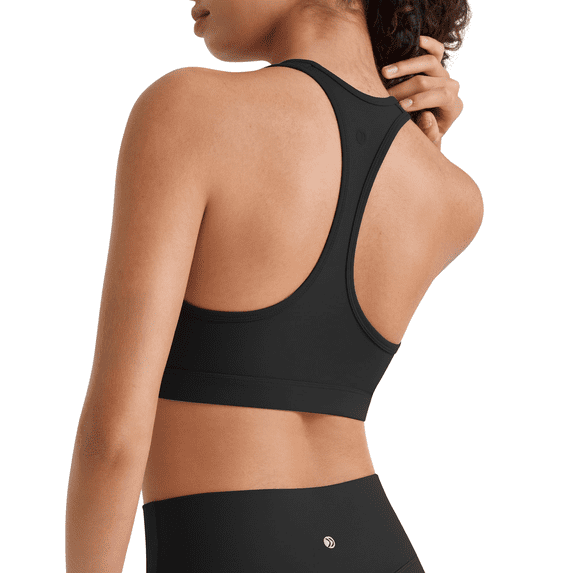 G4Free BareFeel Non Padded Racerback Sports Bra for Women - Scoop Neck Workout Tank Top Casual Yoga Gym