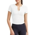 thumbnail image 1 of G4Free BareFeel Womens Workout Tops Short Sleeve Half Zip Slim Fit Athletic Shirts Gym Running Yoga Slight Crop Tshirts, 1 of 7